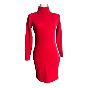 Vintage 80s MODA INT'L Red Turtle Neck Mini Dress Size XS
